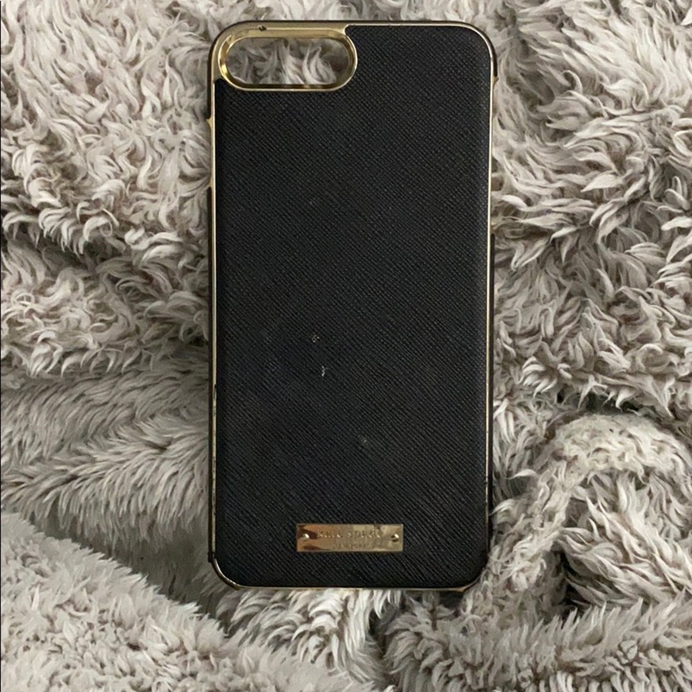 Kate Spade Black Saffiano Gold Plate iPhone case